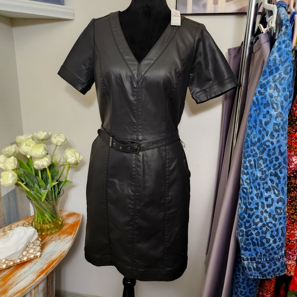 White House Black Market Dresses Nwt Belted Coated Denim Dress